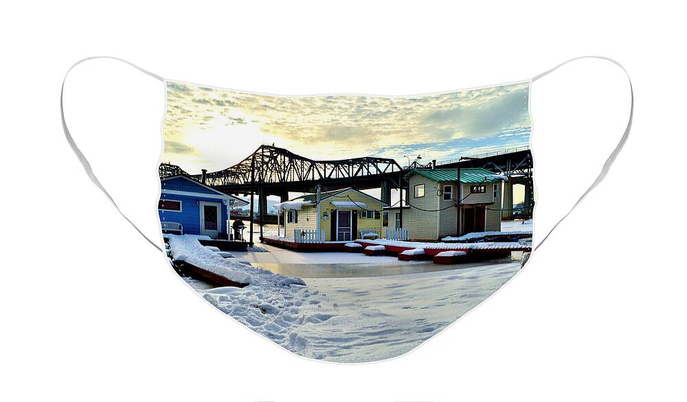 Boathouse Face Mask featuring the photograph Mississippi River Boathouses by Susie Loechler