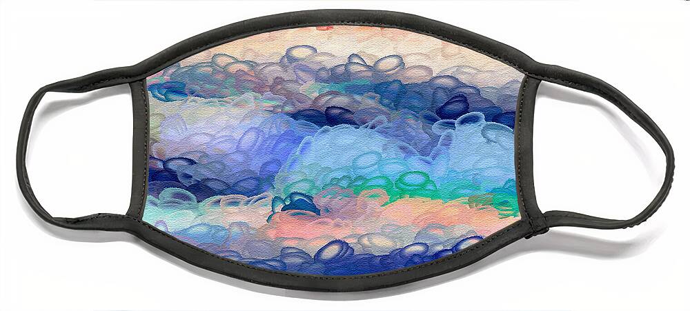 Ebsq Face Mask featuring the digital art Misty Mountain Bubbles Abstract by Dee Flouton