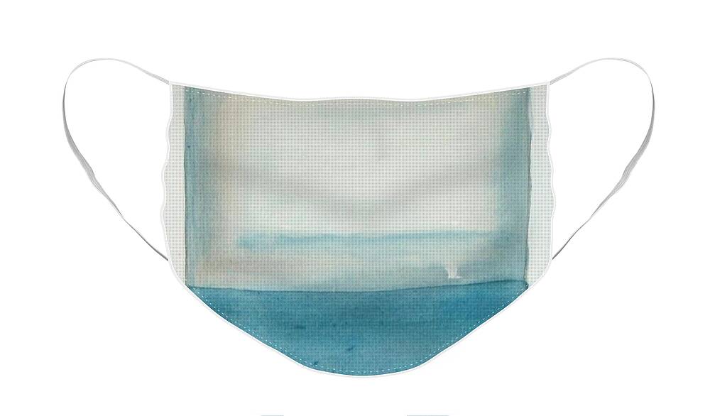 Abstract Face Mask featuring the painting Misty Blue Dusk by Vesna Antic