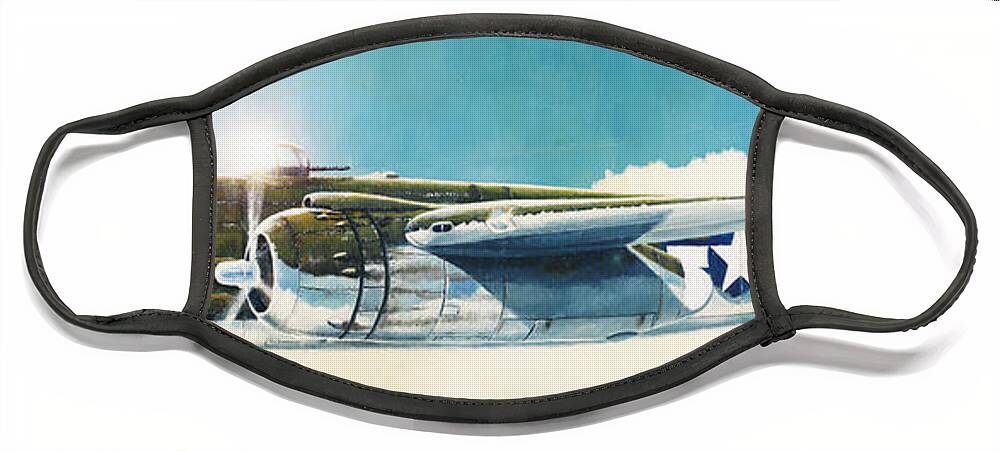 Aviation Face Mask featuring the painting Mitchell by Douglas Castleman
