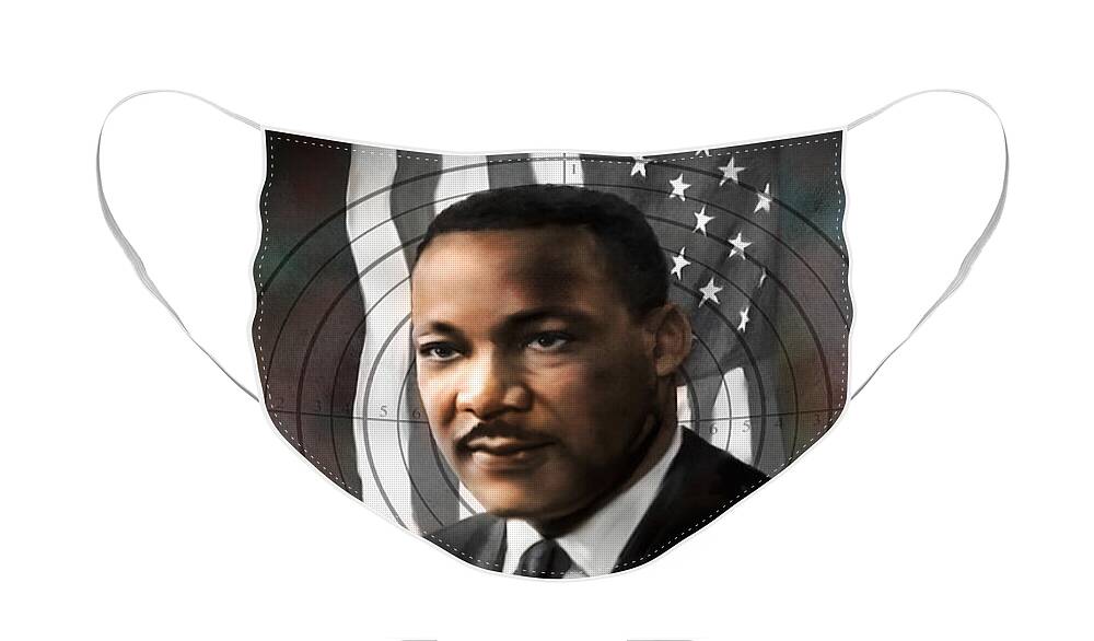 Civil Rights Face Mask featuring the digital art Mlk50 by Dwayne Glapion