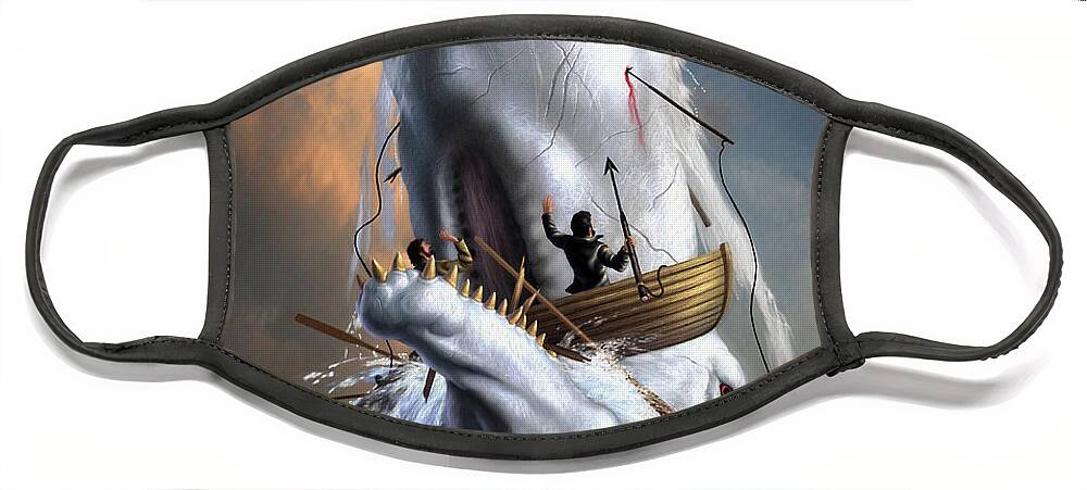 Moby Dick Face Mask featuring the digital art Moby Dick 1 by Jerry LoFaro