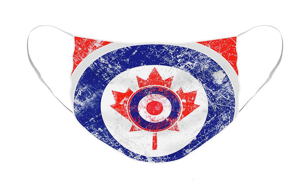 Mod Face Mask featuring the digital art Mod Roundel Canadian Maple Leaf in Grunge Distressed Style by Garaga Designs
