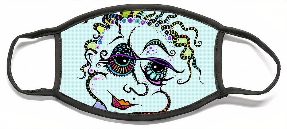 Color Added To Black And White Drawing Of Girl Face Mask featuring the digital art Modern Day Medusa by Tanielle Childers
