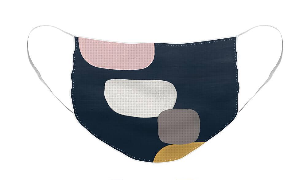 Modern Face Mask featuring the painting Modern Stones Navy 1- Art by Linda Woods by Linda Woods