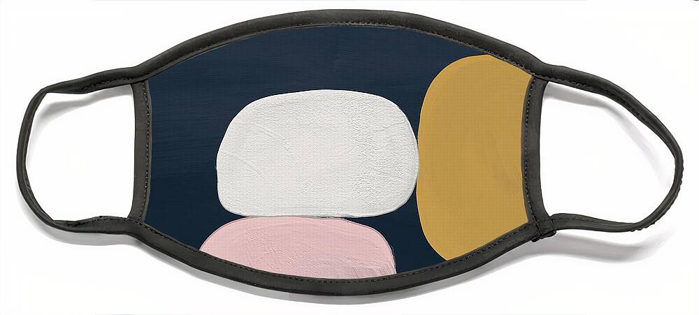Modern Face Mask featuring the painting Modern Stones Navy 2- Art by Linda Woods by Linda Woods