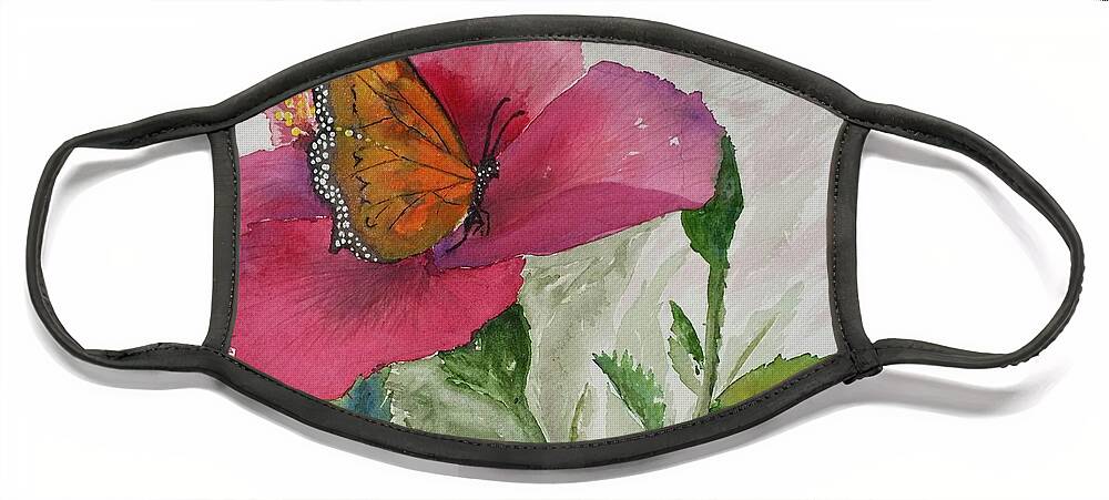 Monarch Face Mask featuring the painting Moment in Time by Cheryl Wallace