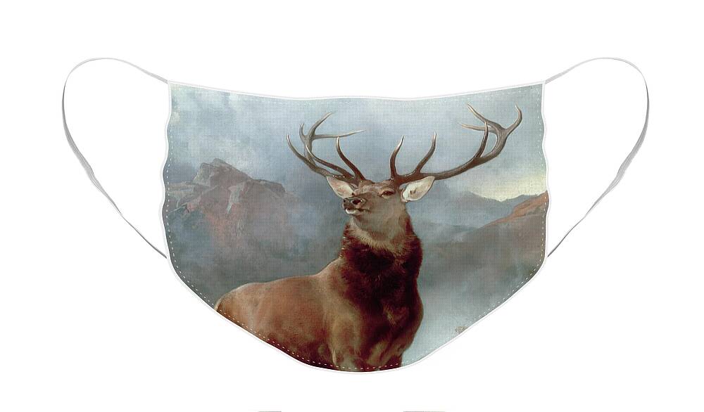 Monarch Face Mask featuring the painting Monarch of the Glen by Sir Edwin Landseer