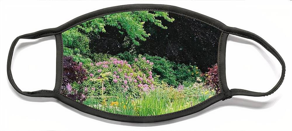 Monet Face Mask featuring the photograph Monet's Garden Pond and Boat by Nadine Rippelmeyer