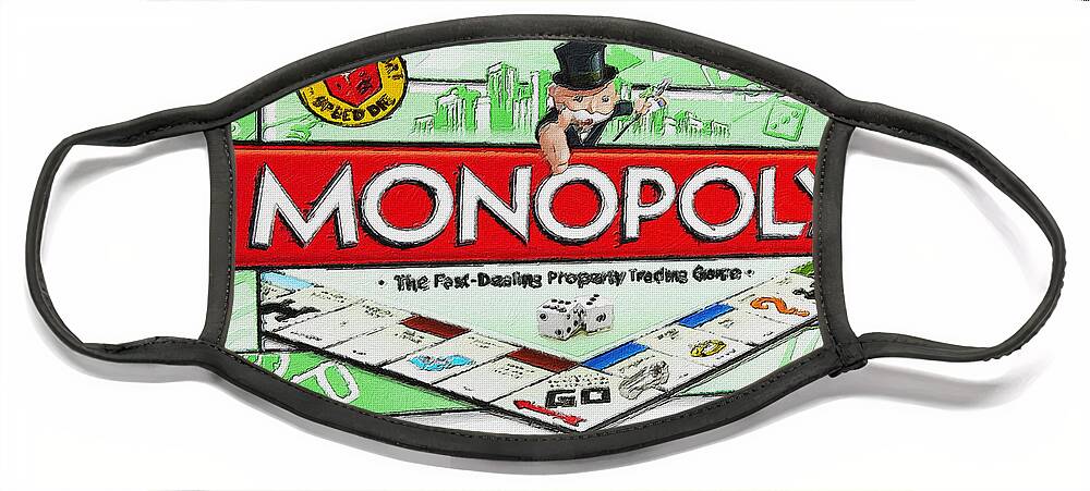 Monopoly Face Mask featuring the painting Monopoly Board Game Painting by Tony Rubino
