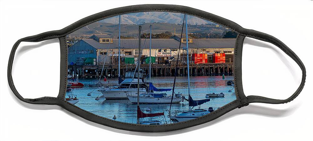 Monterey Face Mask featuring the photograph Monterey Wharf at Sunset by Derek Dean