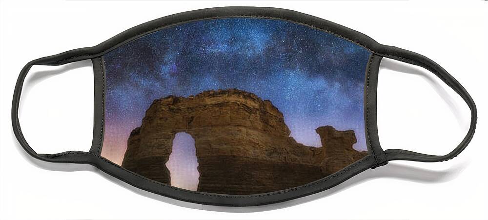 Panorama Face Mask featuring the photograph Monumental Milky Way by Darren White
