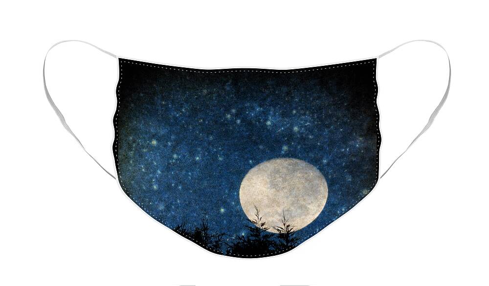 Moon Face Mask featuring the photograph Moon, tree and stars by Clayton Bastiani