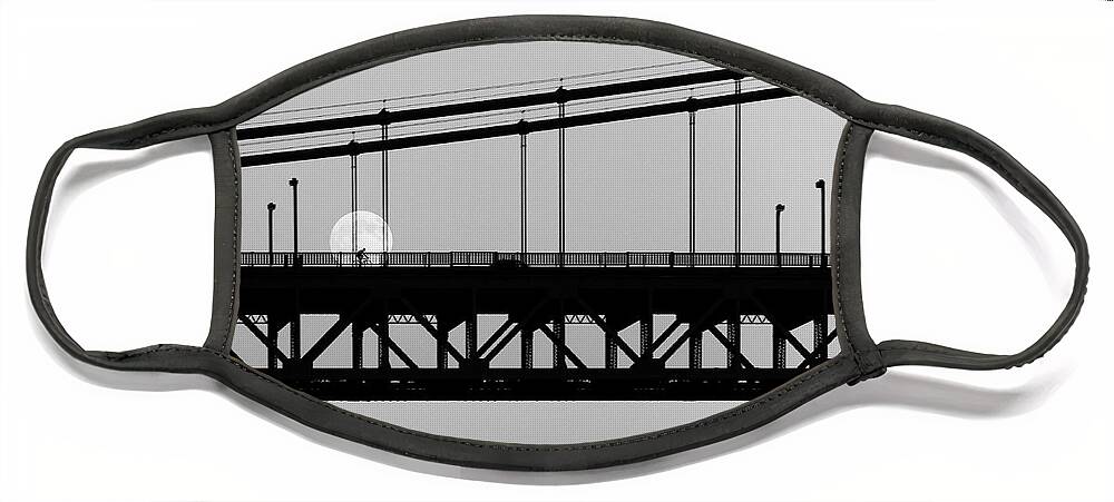 Industrial Art Face Mask featuring the photograph Moonlight Ride -- Bicyclist on the Golden Gate Bridge in San Francisco, California by Darin Volpe