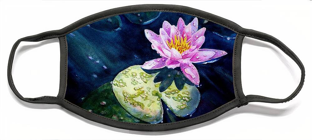 Lily Face Mask featuring the painting Moonlit Lily by Petra Burgmann