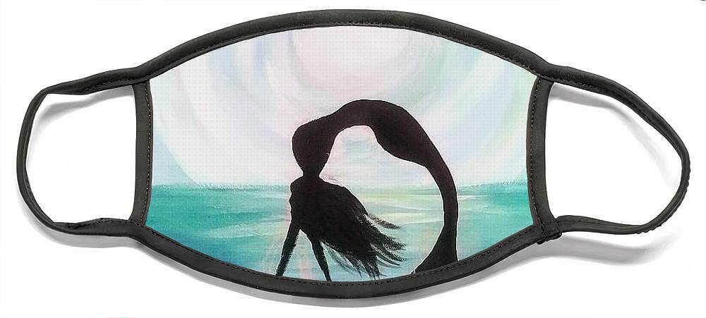 Mermaid Face Mask featuring the painting Moonlit Mermaid by Lynne McQueen