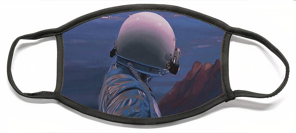 Astronaut Face Mask featuring the painting Moons by Scott Listfield