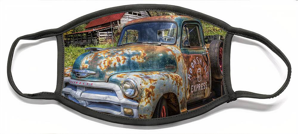 Vintage Face Mask featuring the photograph Moonshine Truck by Debra and Dave Vanderlaan