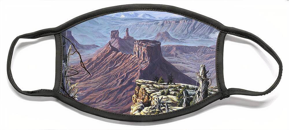 Landscape Face Mask featuring the painting Morning Boundaries by Page Holland