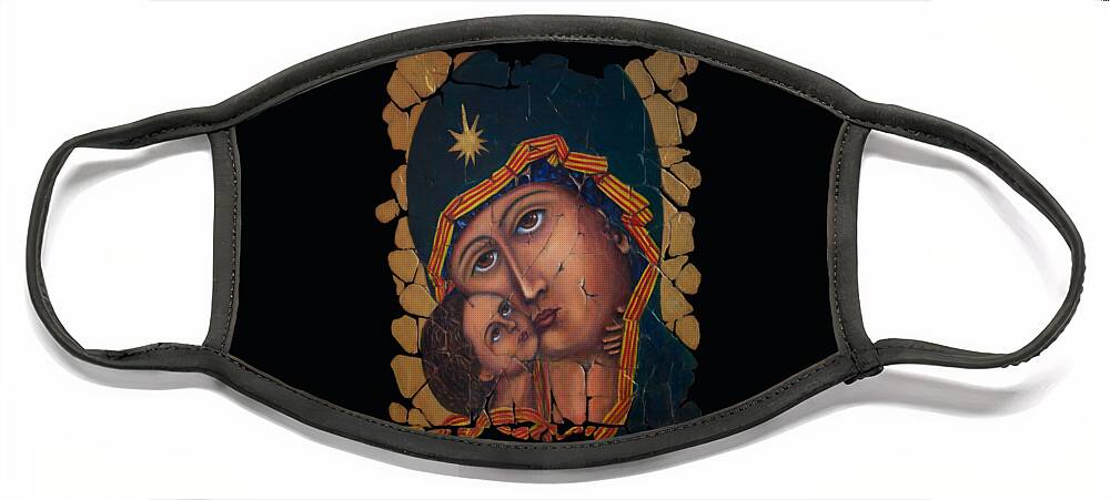 Vladimir Mother Of God Face Mask featuring the painting Mother of God by OLena Art