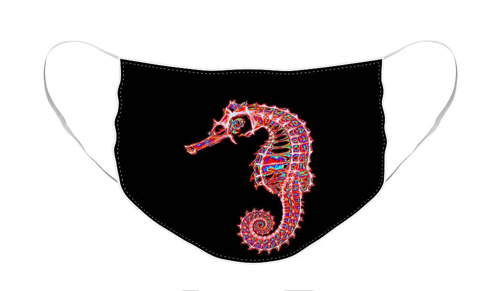 Sea Horse Face Mask featuring the digital art Motley Hippocampus by Larry Beat