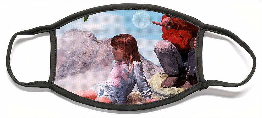 Landscape Face Mask featuring the painting Mount Innocence by Steve Karol