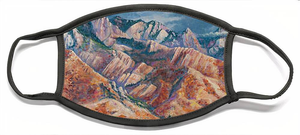 Wall Art Face Mask featuring the painting Mount Olympus in autumn by Robert Corsetti