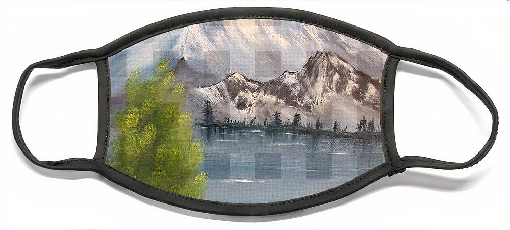 Mountain Face Mask featuring the painting Mountain Lake by Thomas Janos