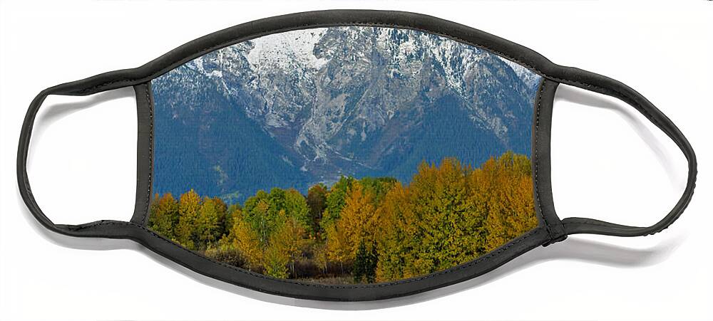 Mt Face Mask featuring the photograph Mt Moran from Ox Bow Bend by Gary Langley