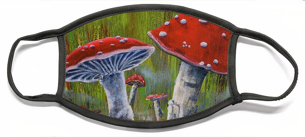 Mushrooms Face Mask featuring the painting Mushrooms by Wayne Enslow