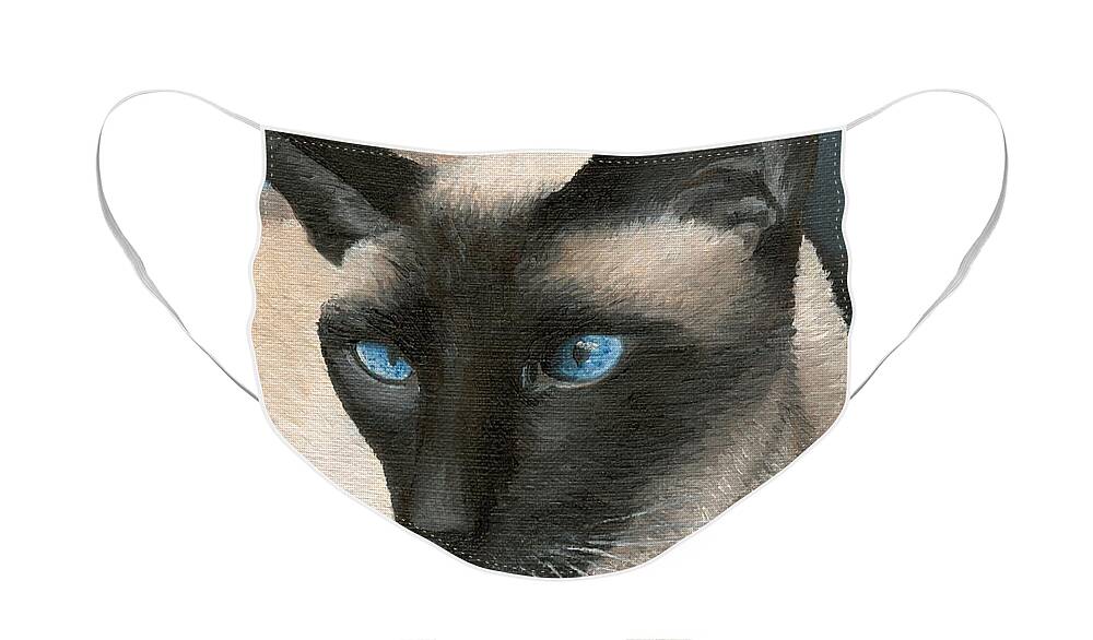 Cat Face Mask featuring the painting My Siamese Cat Boy by Lucie Dumas