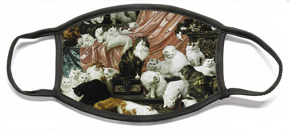 Carl Kahler Face Mask featuring the painting My Wife's Lovers by Carl Kahler