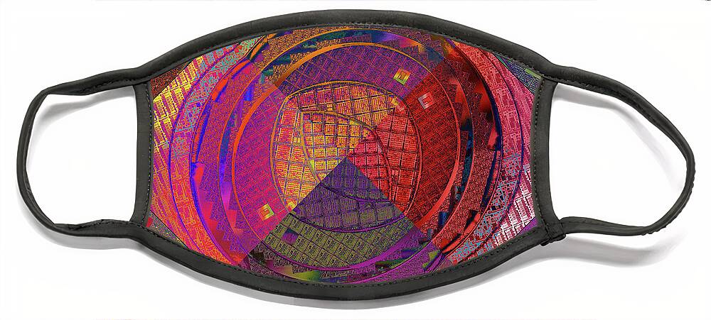 Silicon Valley Face Mask featuring the digital art National Semiconductor Silicon Wafer Computer Chips Abstract 5 by Kathy Anselmo