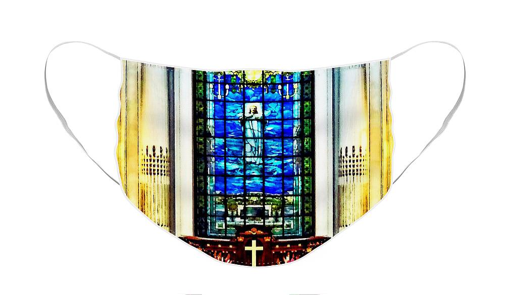 Naval Academy Face Mask featuring the photograph Naval Academy Chapel by Susan Savad