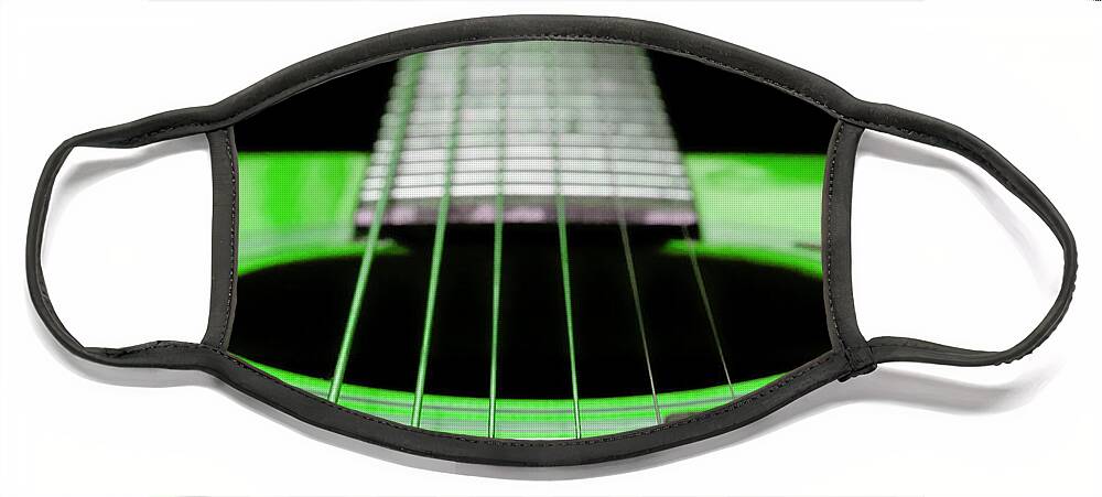 Andee Design Guitar Face Mask featuring the photograph Neon Green Guitar 18 by Andee Design