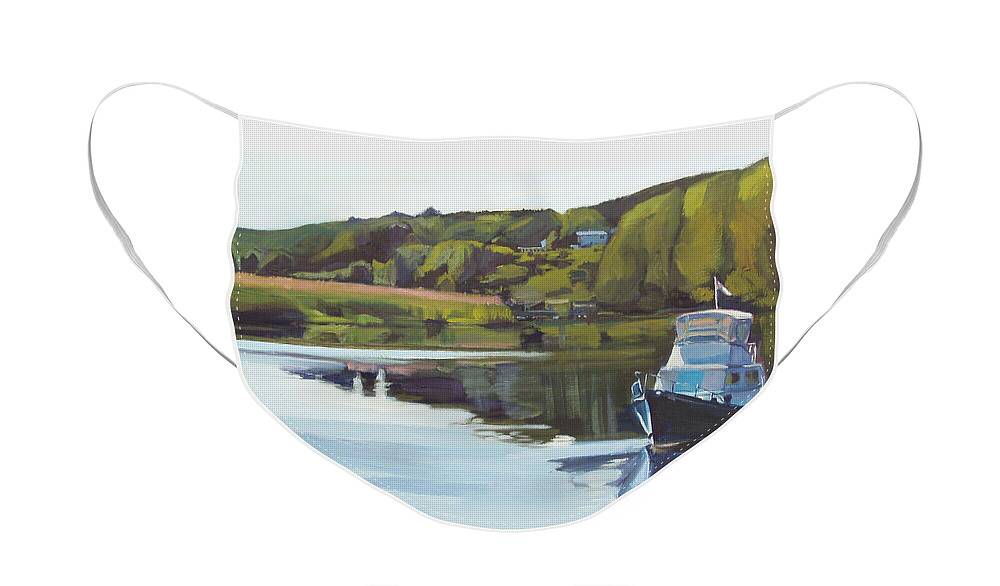 River Face Mask featuring the painting Neponset River Morning by Deb Putnam