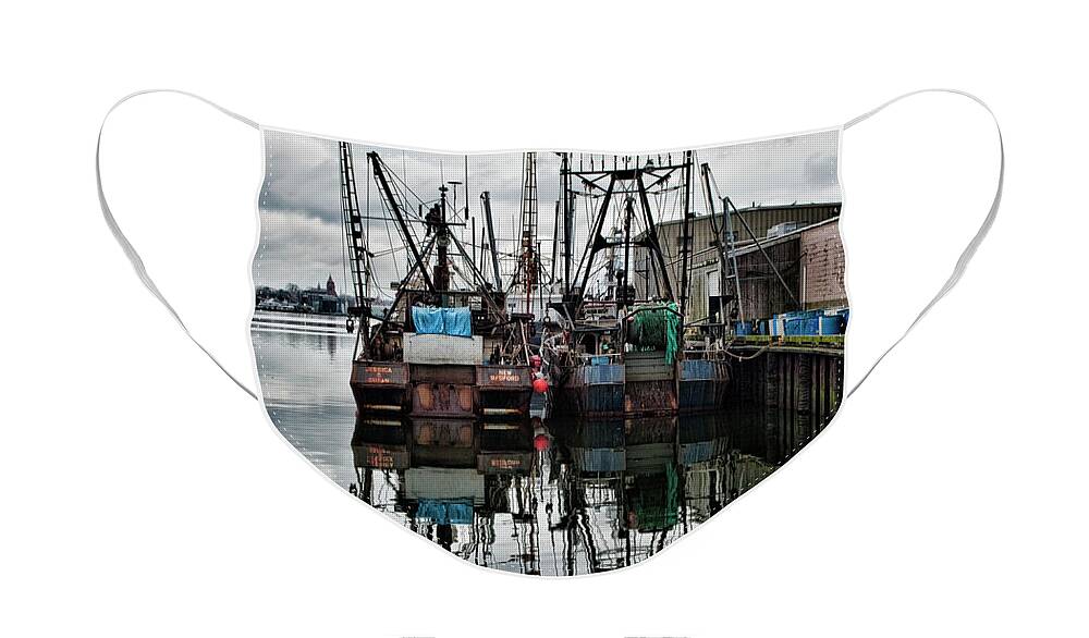 New Bedford Face Mask featuring the photograph New Bedford Waterfront No. 1 - Color by David Gordon