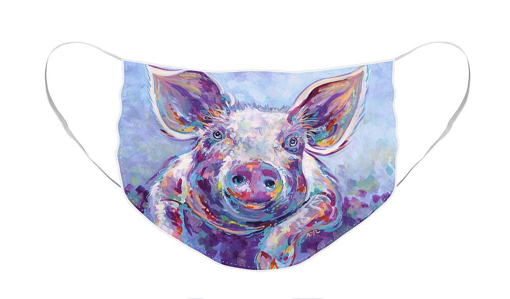 New Orleans Face Mask featuring the painting New Orleans Mardi Gras Piggy by Elaine Cummins