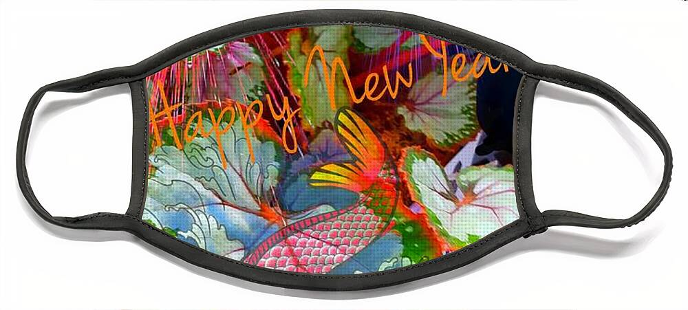 Happy New Year Face Mask featuring the digital art Chinese New Year Luck by Pamela Smale Williams