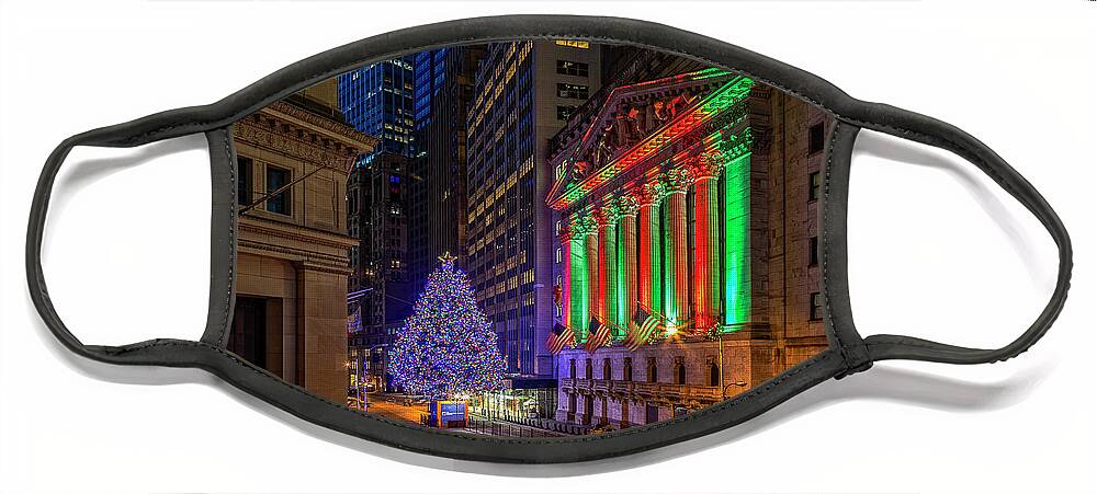 Wall Street Face Mask featuring the photograph New York City Stock Exchange Wall Street NYSE by Susan Candelario