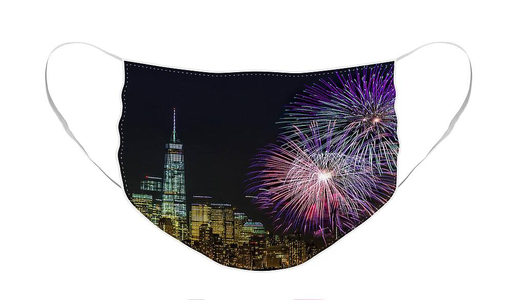 Fireworks Face Mask featuring the photograph New York City Summer Fireworks by Susan Candelario