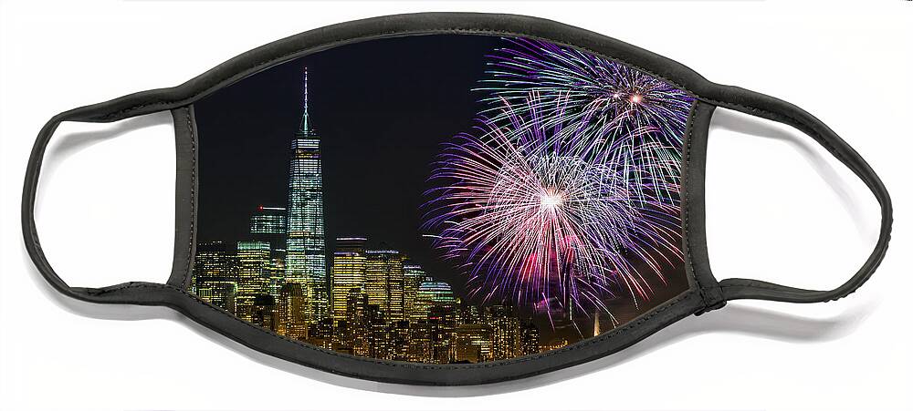 Fireworks Face Mask featuring the photograph New York City Summer Fireworks by Susan Candelario