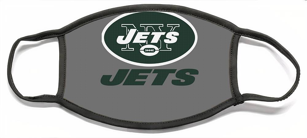 New York Jets Face Mask featuring the mixed media New York Jets on an abraded steel texture by Movie Poster Prints