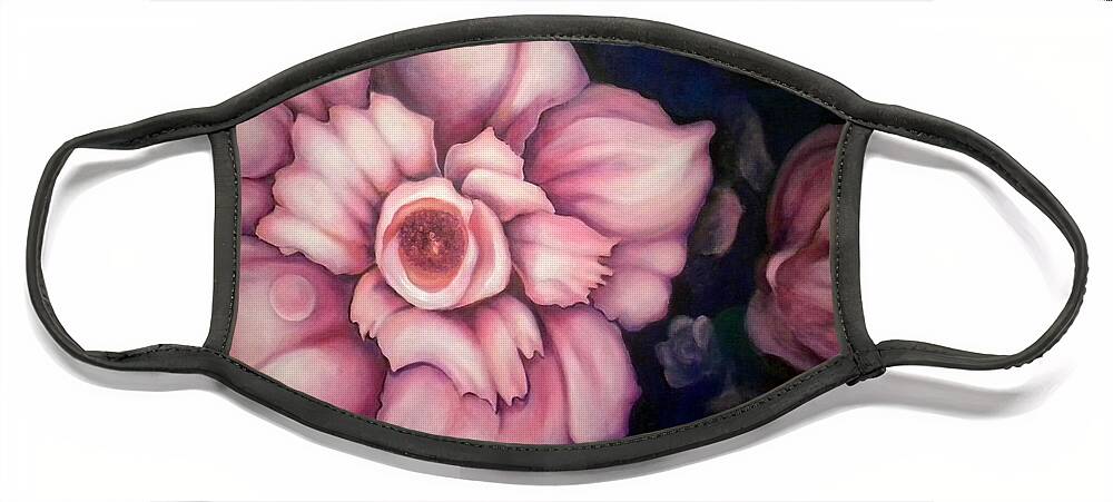 Pinkish Large Blooms Face Mask featuring the painting Night Blooms by Jordana Sands