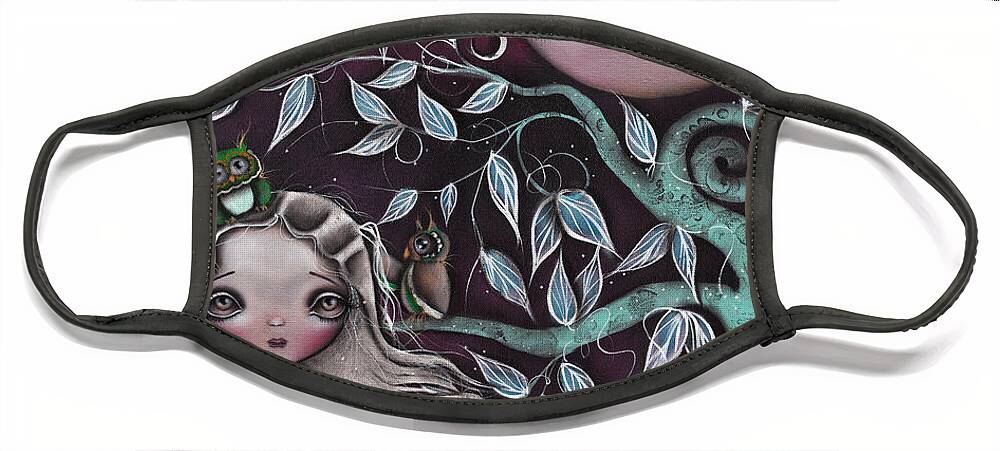 Moon Face Mask featuring the painting Night Creatures by Abril Andrade