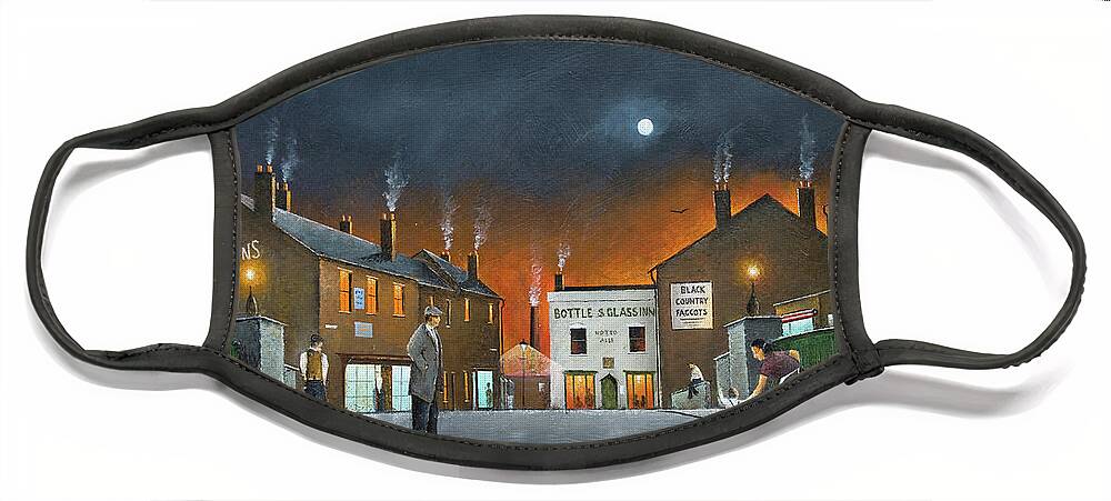 England Face Mask featuring the painting Night Scene At The Black Country Museum - England by Ken Wood