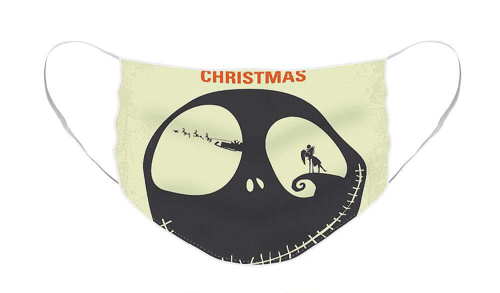 The Nightmare Before Christmas Face Mask featuring the digital art No712 My The Nightmare Before Christmas minimal movie poster by Chungkong Art