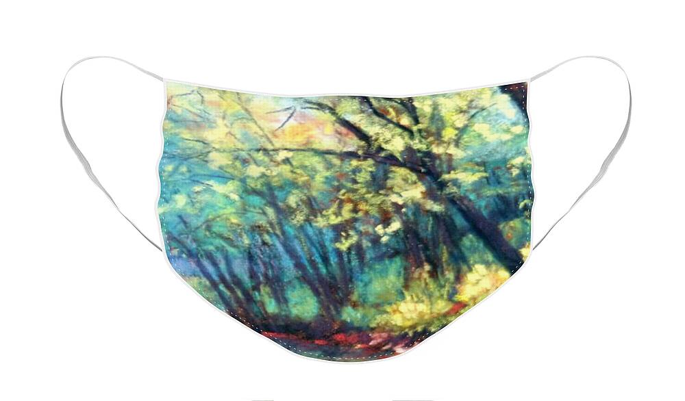 Landscape Face Mask featuring the pastel Nolin Lake Tailwater by Diana Colgate