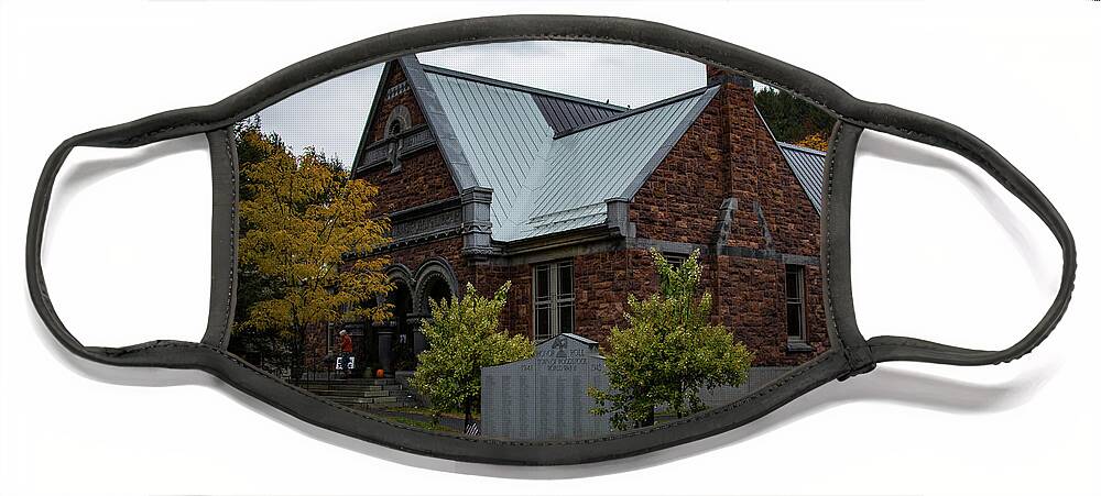 Landscape Face Mask featuring the photograph Norman Williams Public library Vermont by Jeff Folger