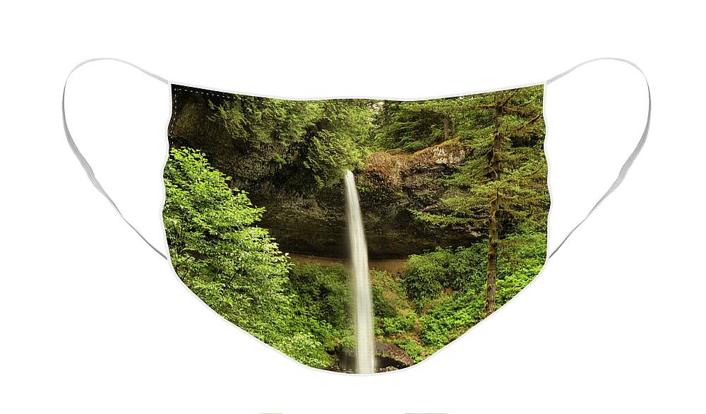 Silver Creek Falls Face Mask featuring the photograph North Silver Falls by Mary Jo Allen